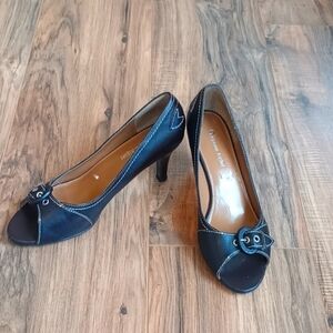 Etienne Aigner Black Peep Toe Heels